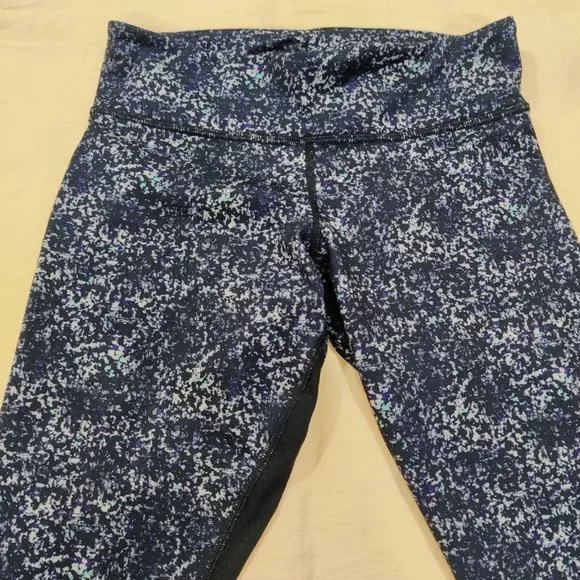 Lululemon Journey Crop Women's Rocky Road Sand Dune Black Mesh Leggings Size 6 - Picture 4 of 6